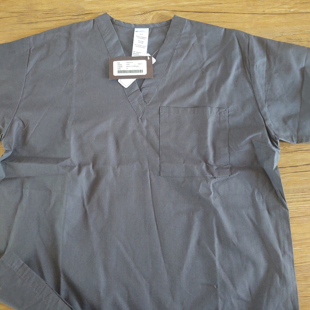 Harriton Gray unisex scrub v neck M897